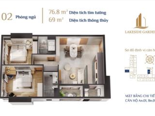 Căn hộ 2pn lakeside view hồ phương lưugiá 3 tr rẻ nhất trục lê hồng phong