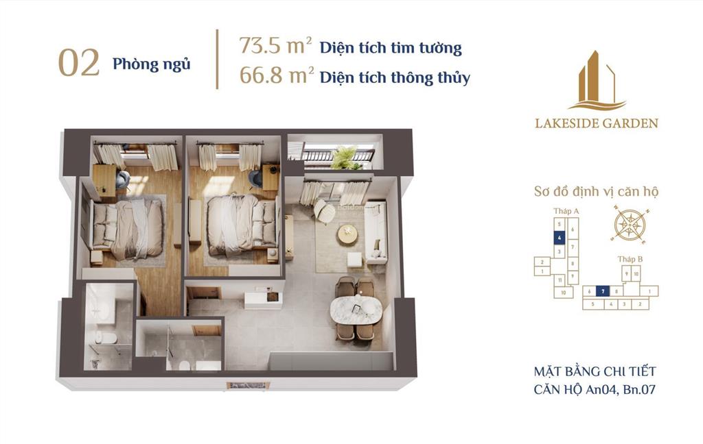 Cho thuê căn hộ chung cư tại lakeside garden, 8,5 triệu, 68 m2, p đông khê, q ngô quyền, hp