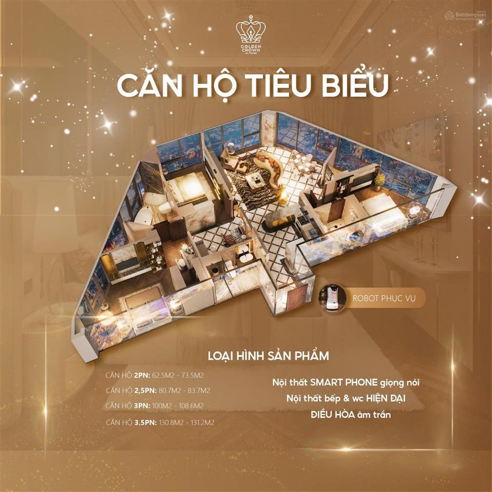 Bán căn hộ chung cư hàng hiếm tại golden crown hải phòng, 3,68 tỷ, 70 m2