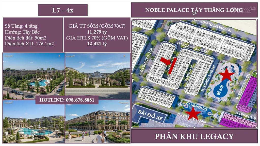 Bán liền kề căn góc 63.8m2 xây 5 tầng đường 30m * 24m noble palace tây thăng long giá tốt