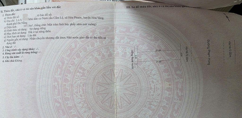 BÁN ĐẤT MẶT TIỀN PHẠM HÙNG – NAM HÒA XUÂN | CHỈ 7.2 TỶ 