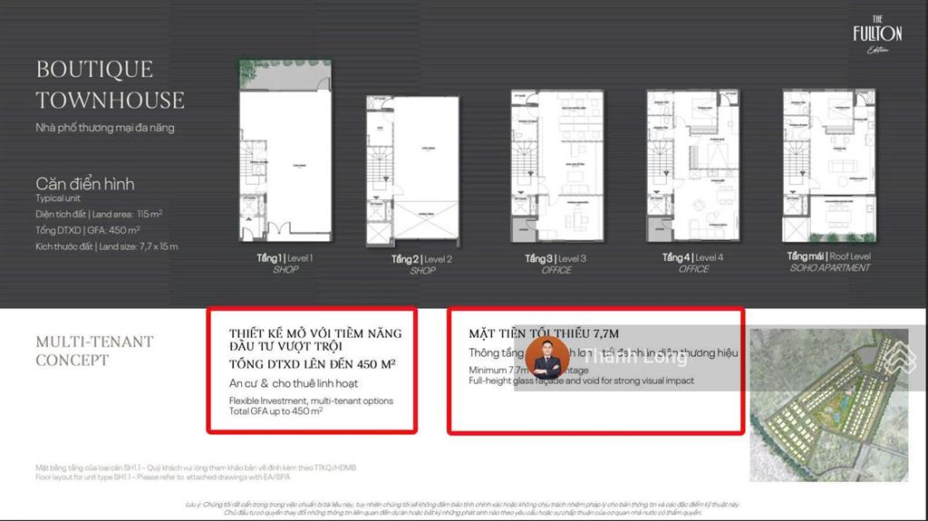 Bán lô liền kề shophouse fullton 115m2 sổ đỏ lâu dài mặt tiền 7,7m đường 4 làn đối diện trường học
