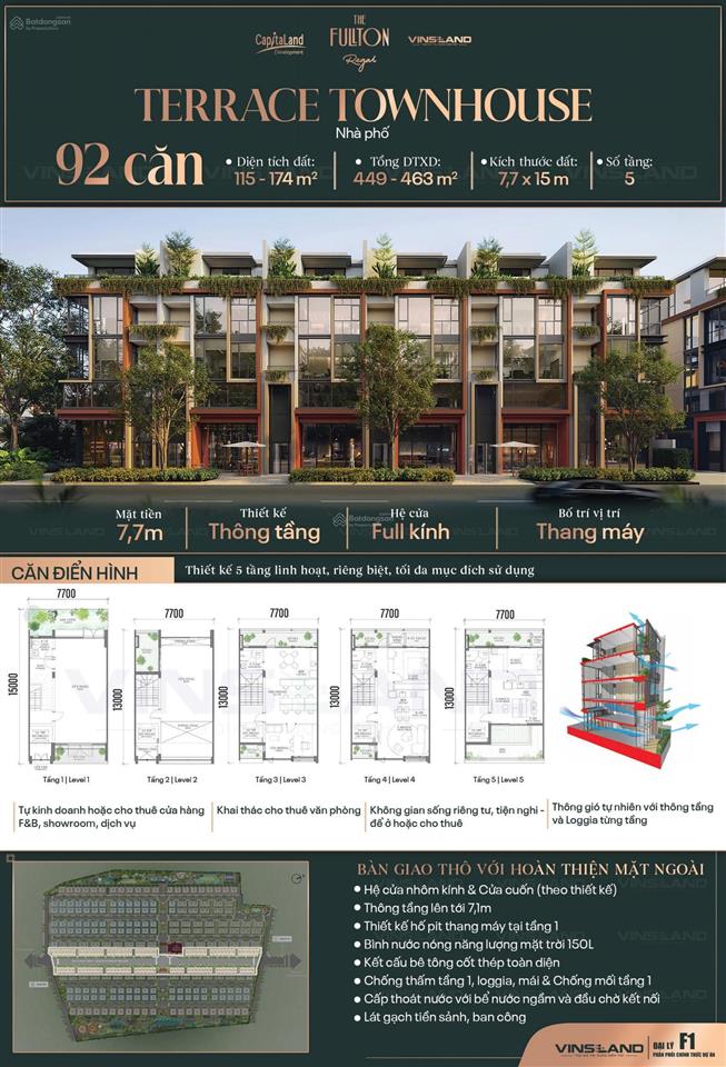 Fullton regal (gđ2) nhà phố liền kề mặt tiền 7m7, sử dụng riêng tầng khu compound phía đông hà nội