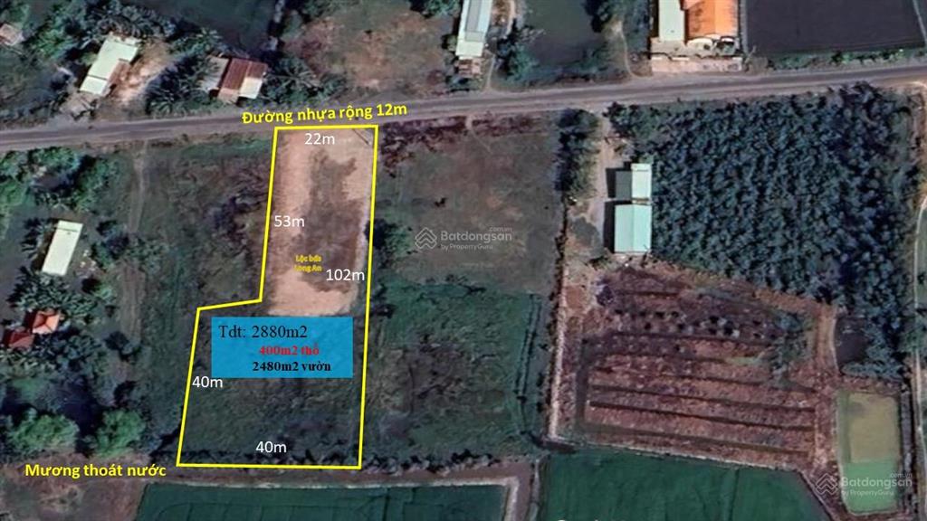 Bán 2880m2 thổ vườn mặt tiền đường nhựa tại đức huệ, long an