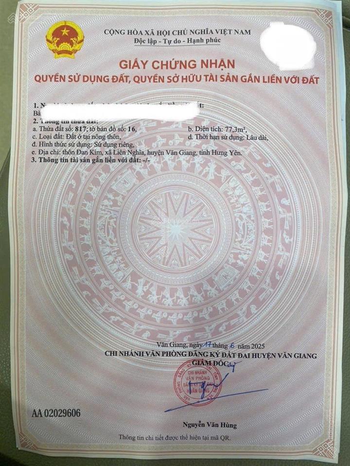 Chính chủ gửi bán lô góc tại đan kim ngay gần sân vận động. dt 77,3m2 full thổ cư sát 2 dự án