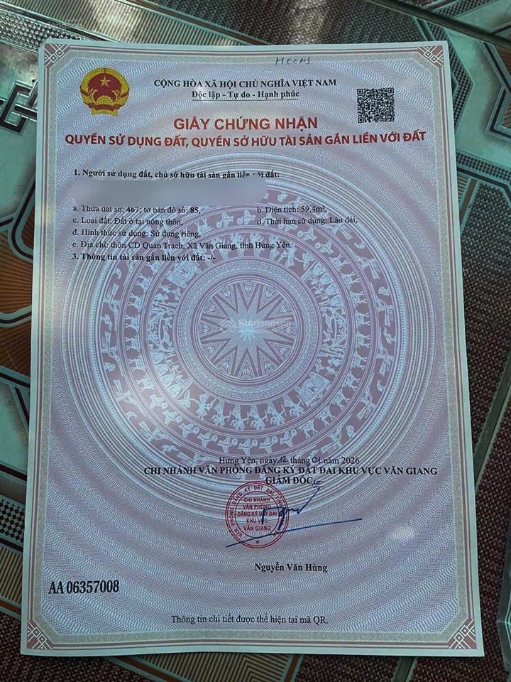 Lô góc cd quán trạch văn giang  hưng yên giá chỉ 1,xty 59,4m2 hiếm nhất thời điểm hiện tại về giá