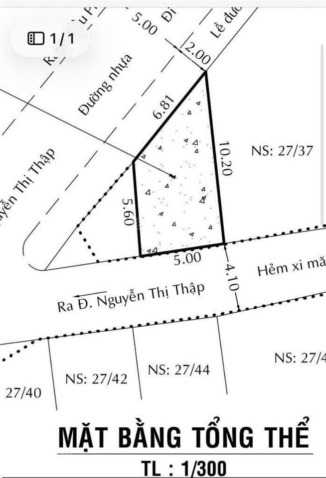 Ngộp ngân hàng bán mặt tiền gầm cầu nguyễn thị thập 5x10 hỗ trợ bank 3 tỷ.