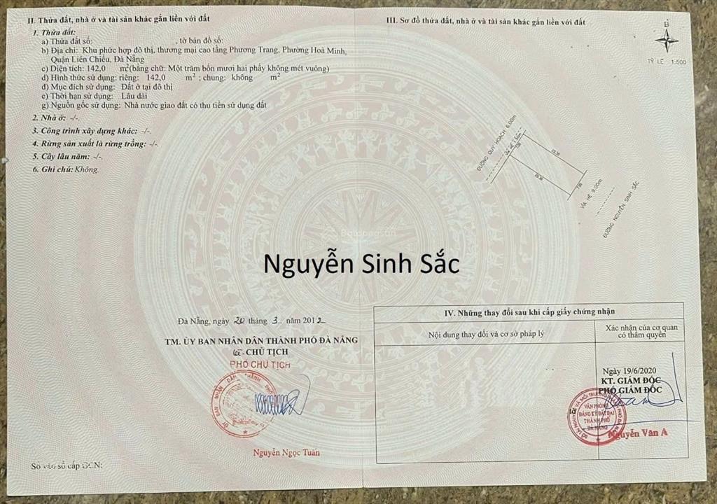 Bán đất mặt tiền đường nguyễn sinh sắc, 2 mặt tiền, giá chỉ 17,5 tỷ