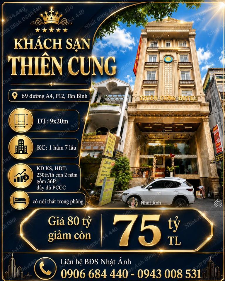 Bán khách sạn thiên cung mặt tiền a4  khu k300  9mx20m  hầm 7 tầng full pccc. giá 75 tỷ