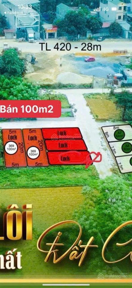 Giảm 400 triệu so với các lô xung quanh, chủ cần bán 100 m² full thổ, cách tỉnh lộ 420 khoảng 100 m