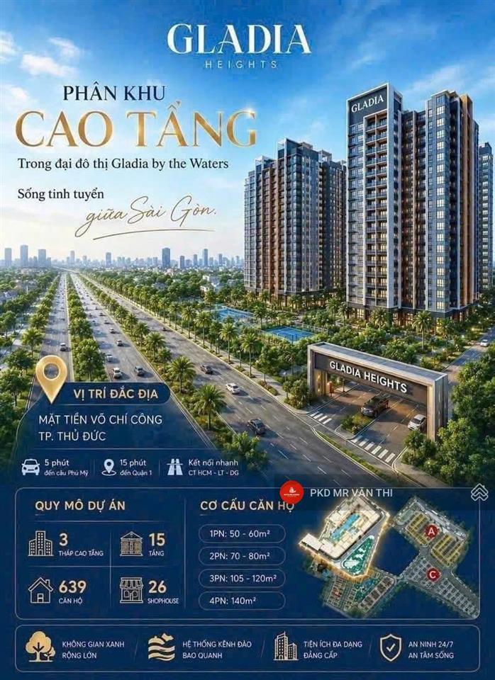 Hot glada heights mua trực tiếp cđt chiết khấu 12%  72m2 giá bán 6,6 tỷ  view biệt thự đông nam