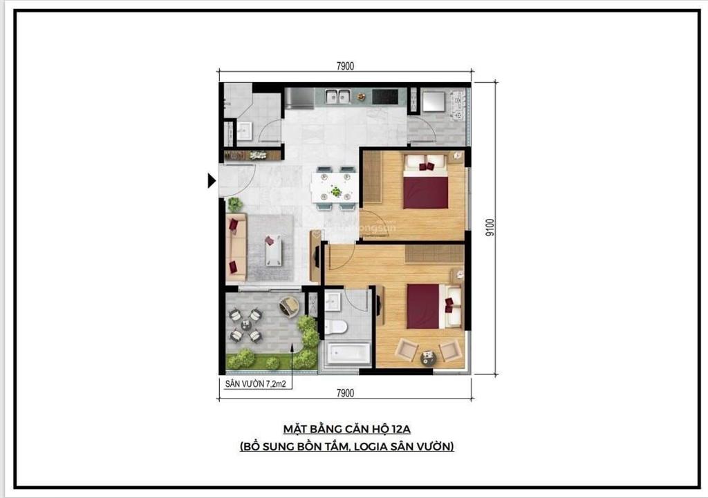 Cho thuê căn hộ sân vườn giá 12 triệu  2pn2wc