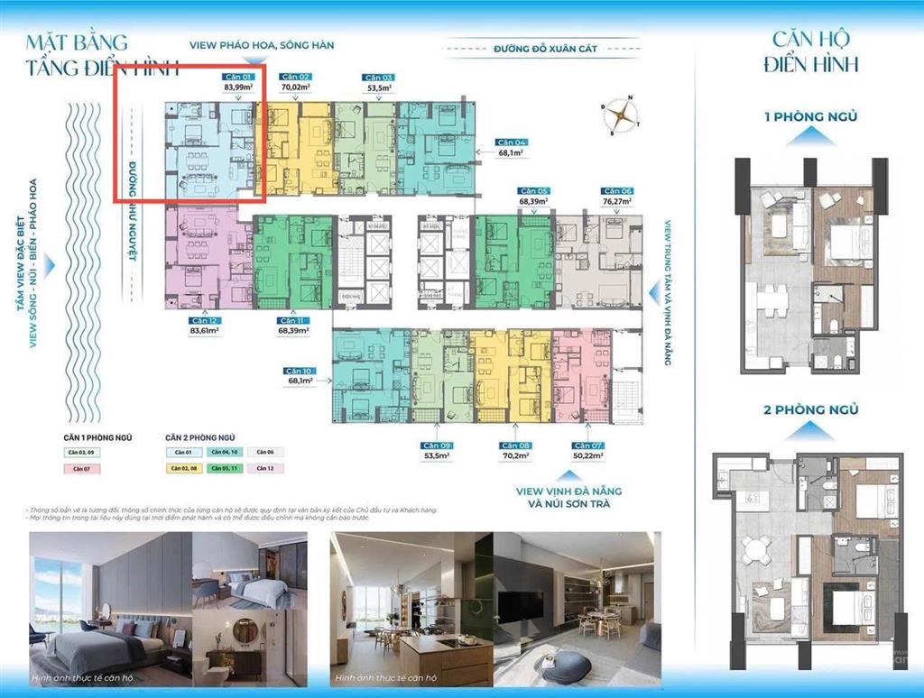 Rẻ hơn cđt 700 triệu bán gấp căn 2 phòng ngủ view trực diện sông hàn 84m2  2 ban công