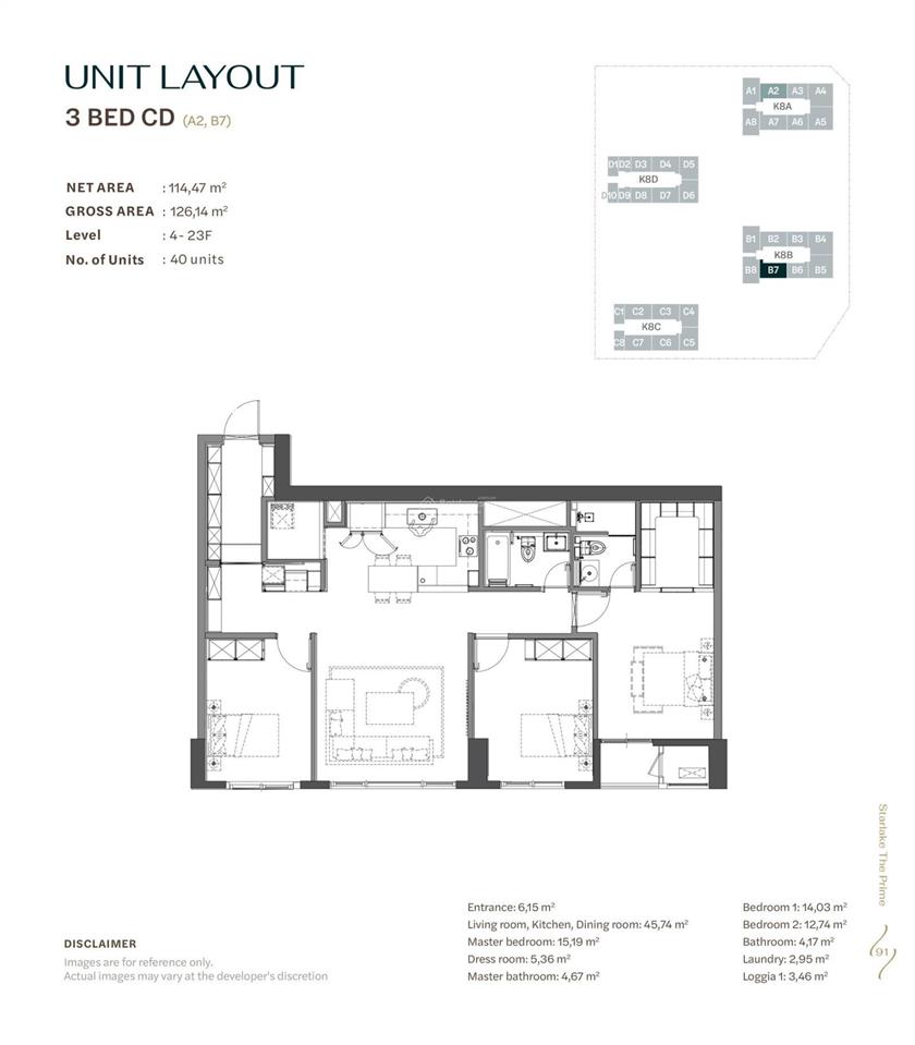 Bán căn 3pn hướng nam 114m² tầng 15 starlake the prime tây hồ tây