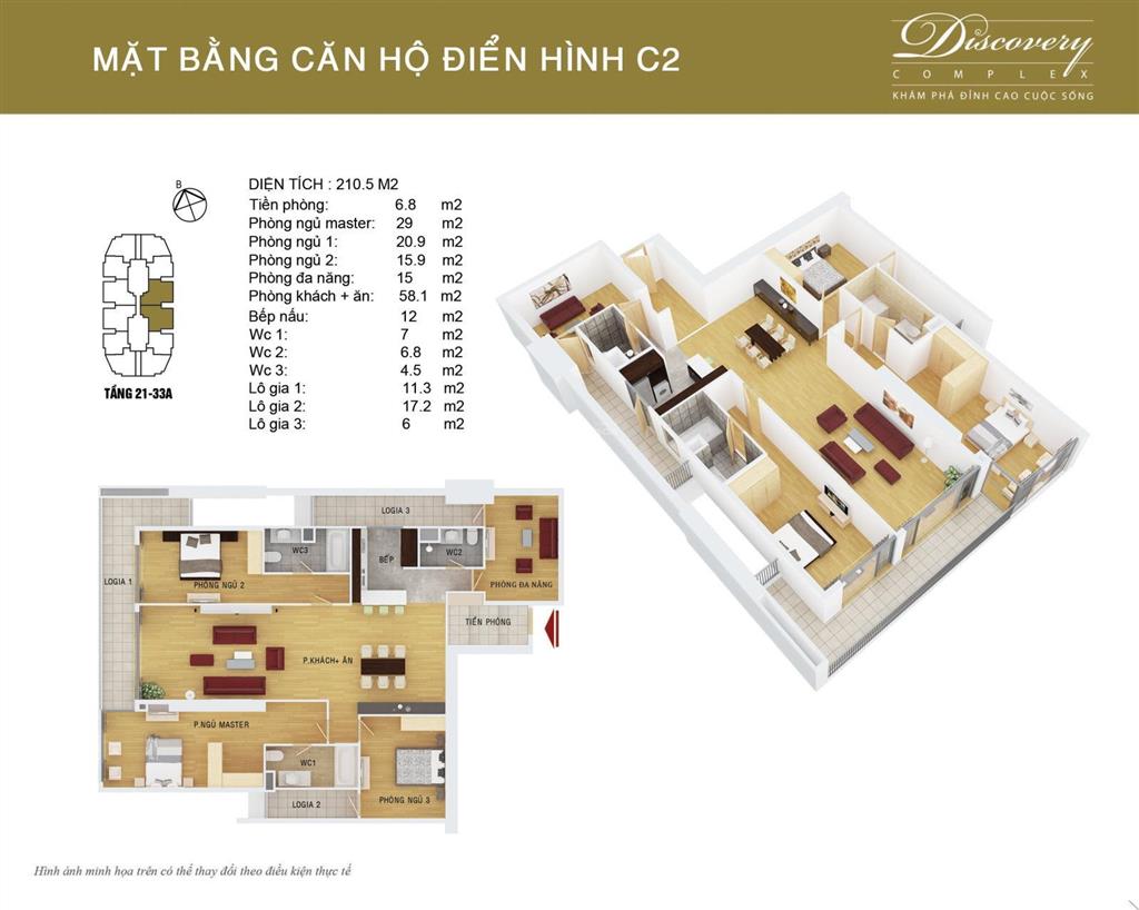 Bán suất ngoại giao 4pn tầng 23, 193m2 giá 96,5 tr/m2 tại cccc discovery complex 302 cầu giấy