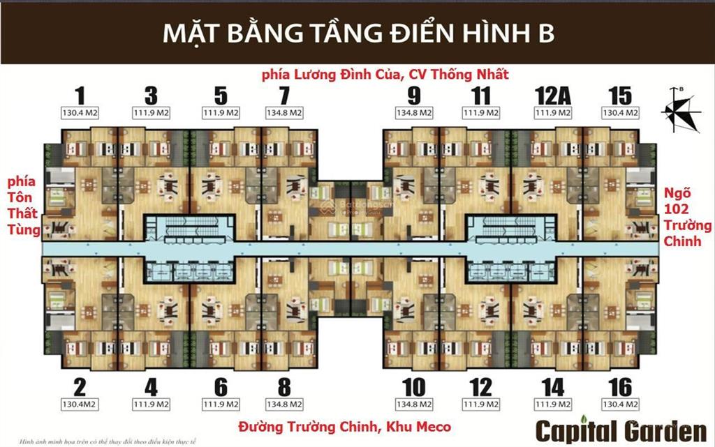 Cho thuê gấp ch full đồ 2pn 110m2 số 12a giá 14,5tr tại chung cư capital garden 102 trường chinh
