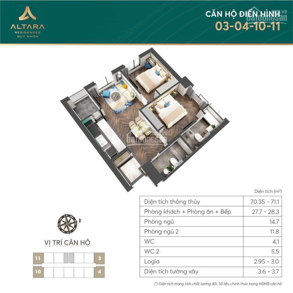 Cần bán căn 01 phòng ngủ (căn số 15 tầng đẹp)  45m2 tại dự án altara quy nhơn