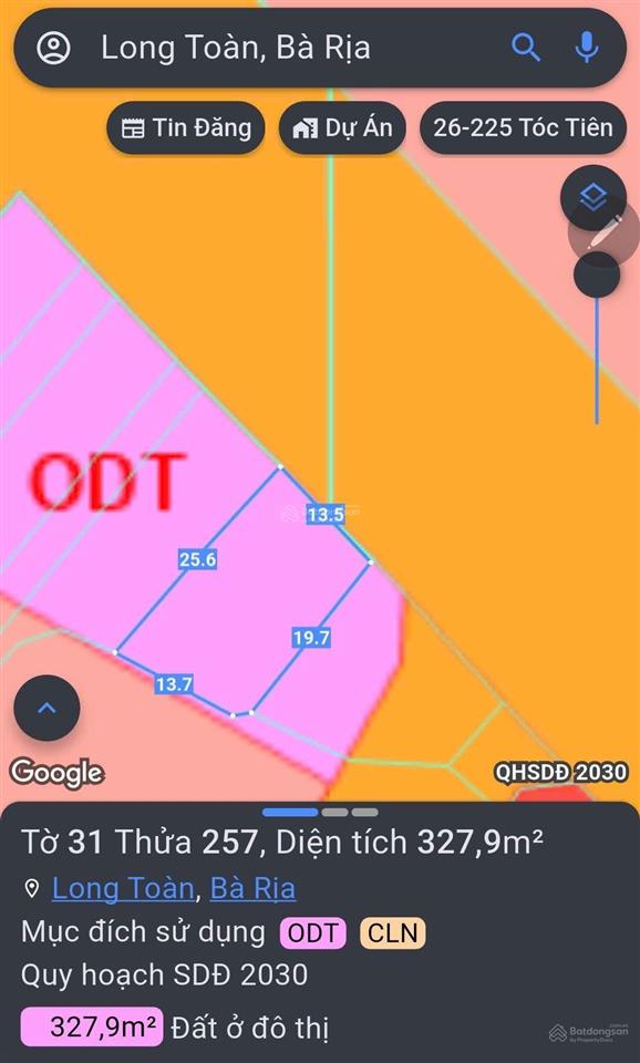 Bán 328 m2 đất mặt tiền đường 30m, phường long toàn, đối diện kdc barya citi
