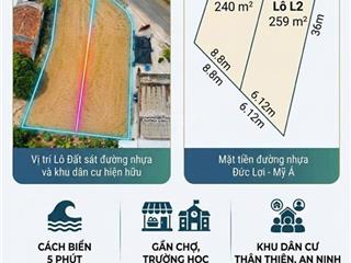 Bán đất gấp tại mỹ á. diện tích 240m2, ngang 8.8m, đường nhựa. phù hợp kinh doanh, đầu tư. giá tốt