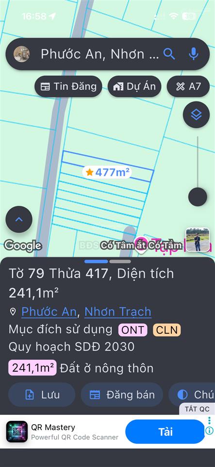 Lô đất đẹp giá rẻ còn sót lại ở xã phước an, thích hợp xây nhà vườn hoặc dãy trọ
