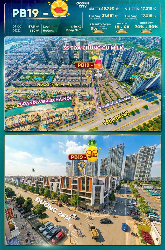 HÀNG HIẾM 15 TỶ HÀNG GỐC CHỦ ĐẦU TƯ TRỤC KINH DOANH – PB19 OCEAN CITY - VỪA Ở VỪA KINH