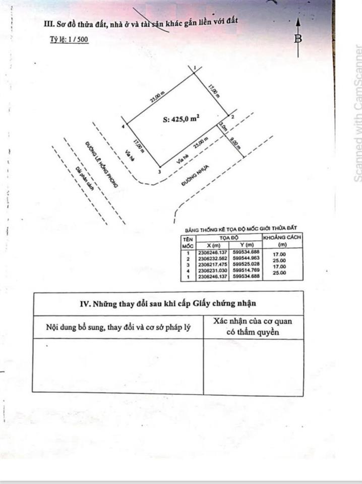 Bán đất mặt đường lê hồng phong 425m2 lô góc 2 mặt tiền được cấp phép xây 15 tầng