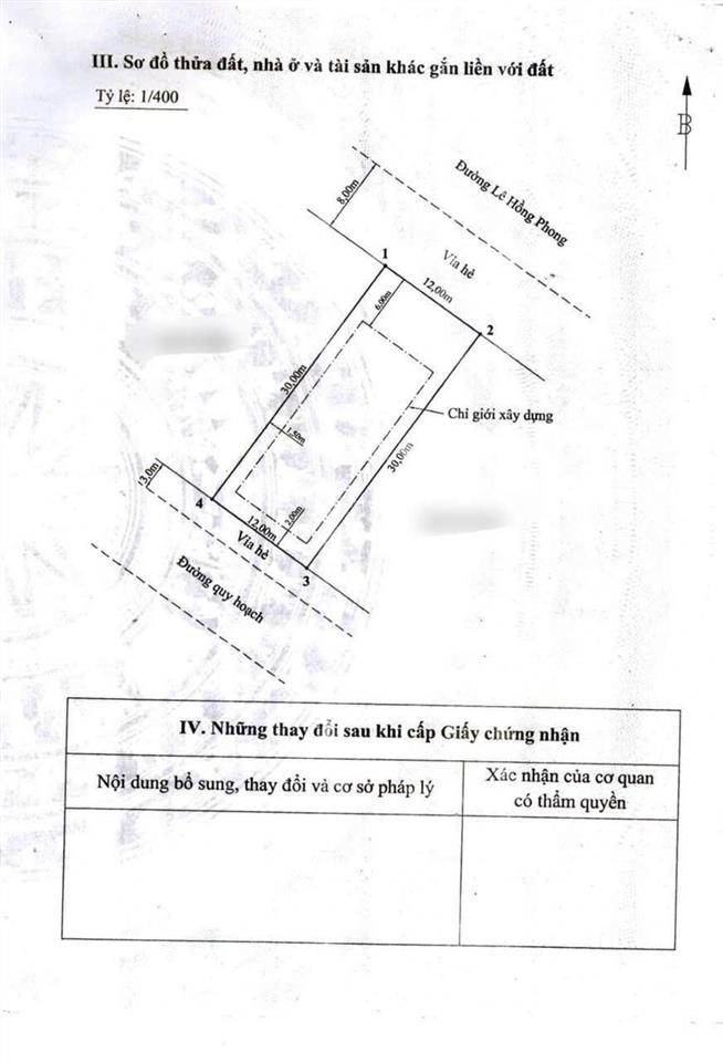 Bán đất mặt đường lê hồng phong  2 mặt tiền trước sau 360m2 ngang 12m giá chào tốt