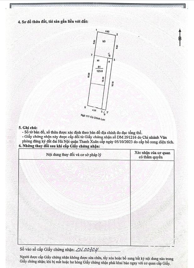 Chính chủ bán nhà phân lô mặt ngõ 111 cù chính lan, ngõ thông, ô tô tránh, 5,60m x 22m, sẵn sổ đỏ