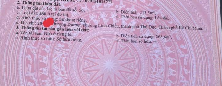 11tỷ chỉ 214m2 28 đường chương dương linh chiểu cũ
