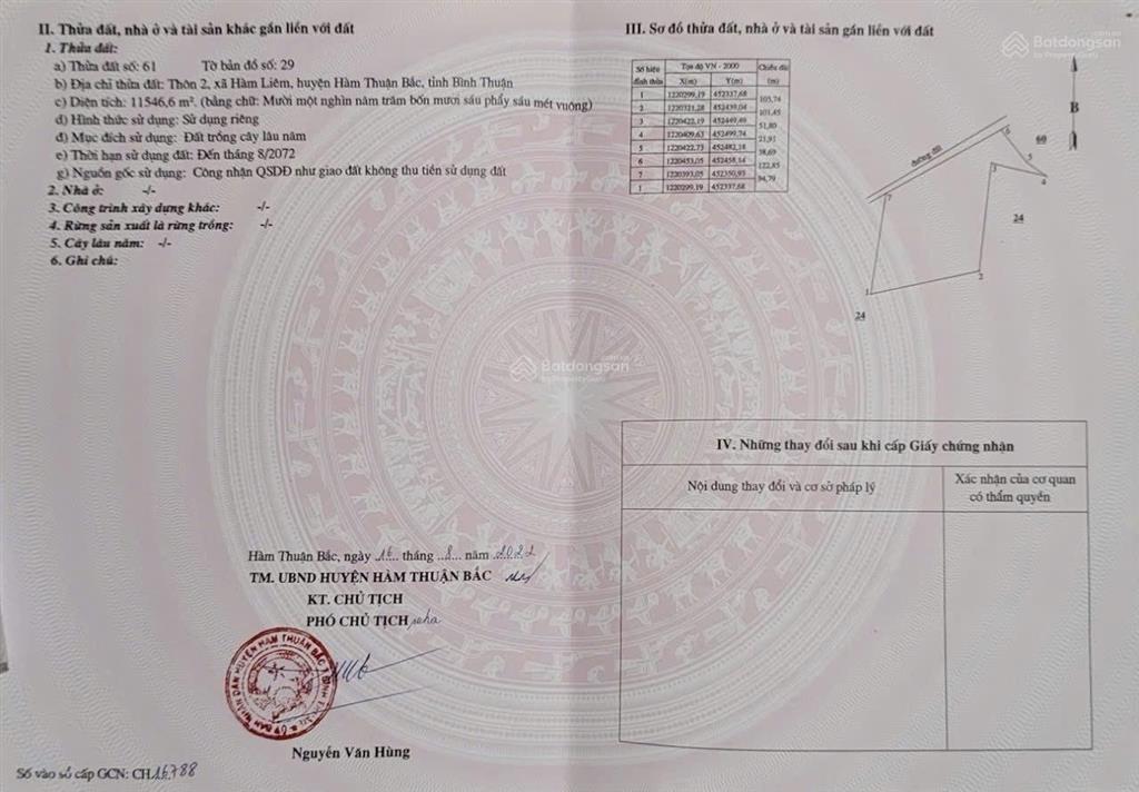 10tỷ5  20,6ha bán bớt 6,6ha đất hàm liêm phan thiết lâm đồng sát cao tốc đường 20m bqp