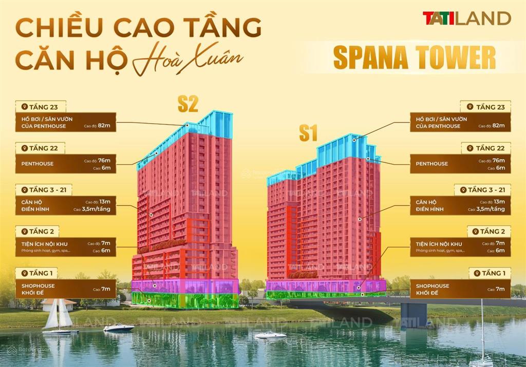 Chỉ hơn 2 tỷ sở hữu căn hộ spana với diện tích 35m2, view sông ngay trung tâm kđt hoà xuân, đà nẵng
