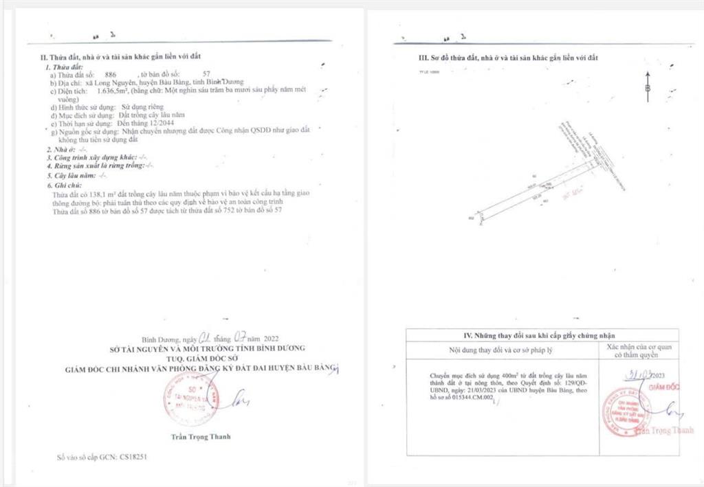 Bán cắt lỗ 5 tỷ còn 30 tỷ cho lô đất ngay mặt tiền đt749a, xã long nguyên, có sẵn 1400m2 thổ cư
