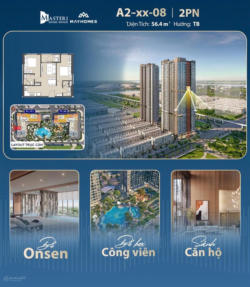 Cắt lỗ căn 2pn giá 5,8 tỷ dt 57m² phương án tiến độ giá siêu tốt masteri grand avenue