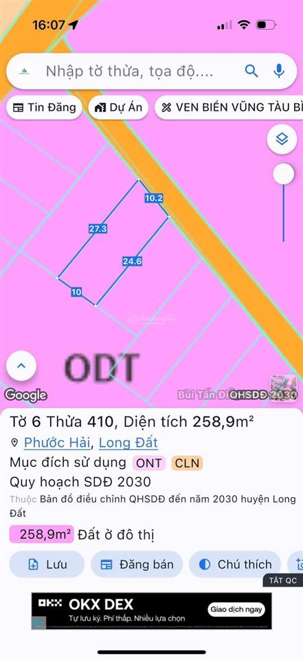 Đât thị trấn phước hải ngay hồ sở bông cách lan rừng resort chỉ 3km
dt 10x26m  258m2 100m2
