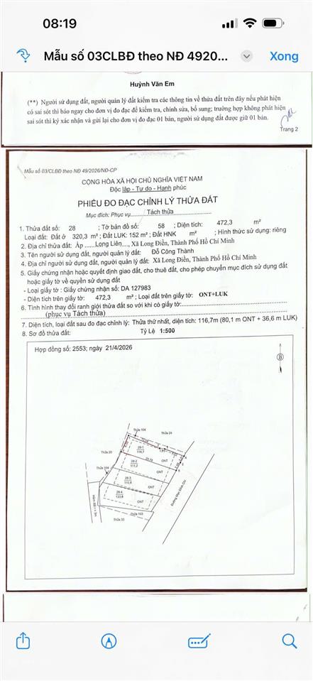 Hàng f0 chủ gửi bán đất mặt tiền đường mạc đĩnh chi tt thị trấn long điền, tphcm