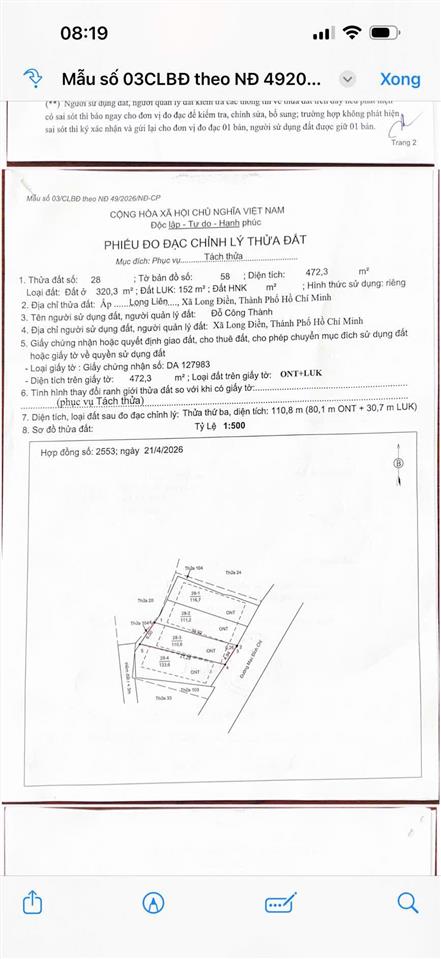 Hàng f0 chủ gửi bán đất mặt tiền đường mạc đĩnh chi tt thị trấn long điền, tphcm