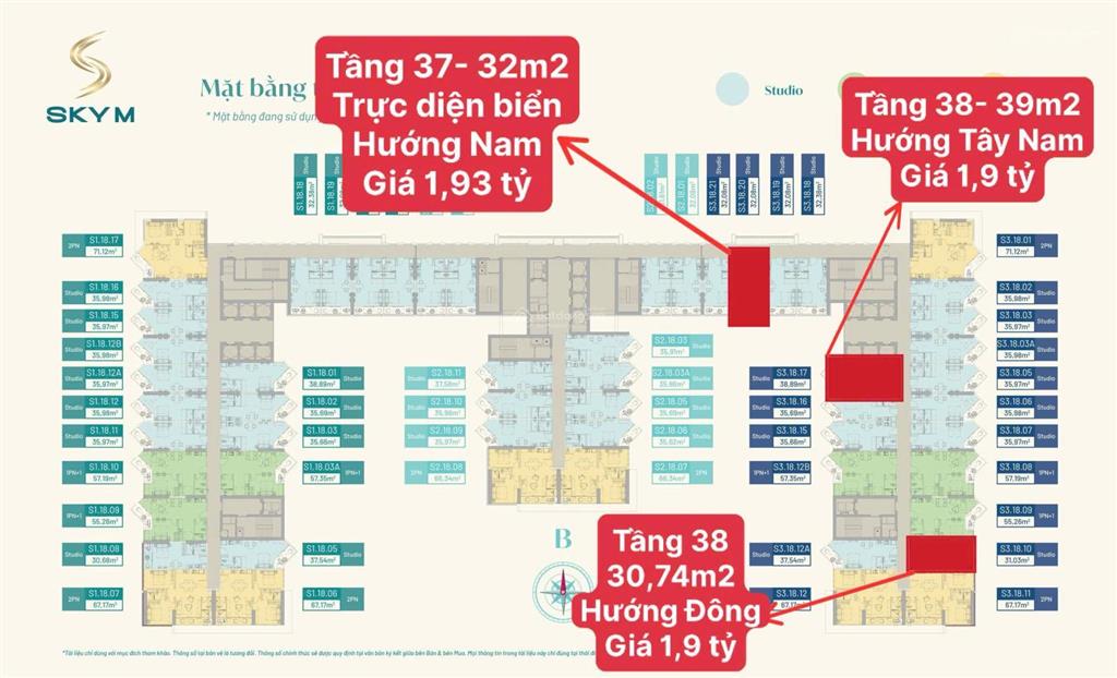 Hàng cđt skym studio 39m2 giá 1,9 tỷ quỹ ngoại giao vip  0355 853 ***