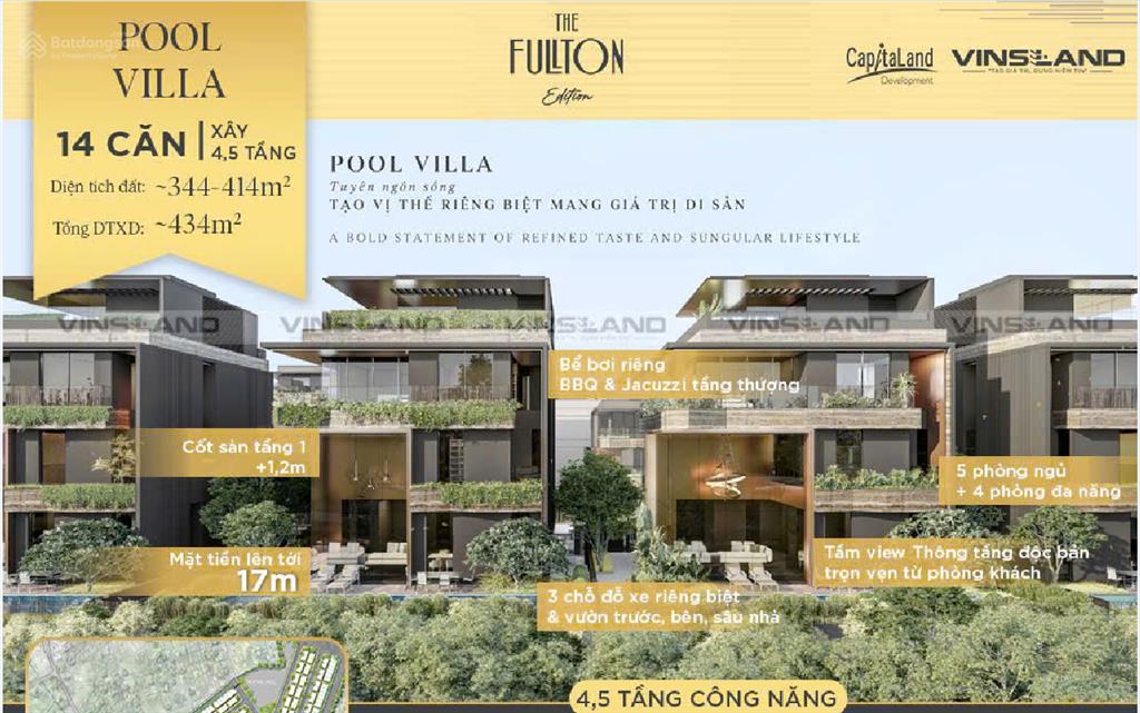 Dinh thự bể bơi riêng fullton dv512, căn ngoại giao vip kế công viên 1,9ha, bể bơi vô cực hiếm có