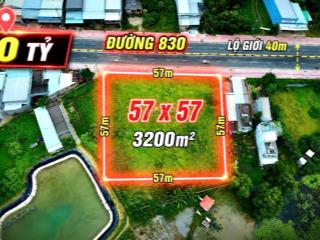 Bán đất 3200m2 mặt tiền dt830 full thổ cư cách cảng quốc tế long an chỉ 5km