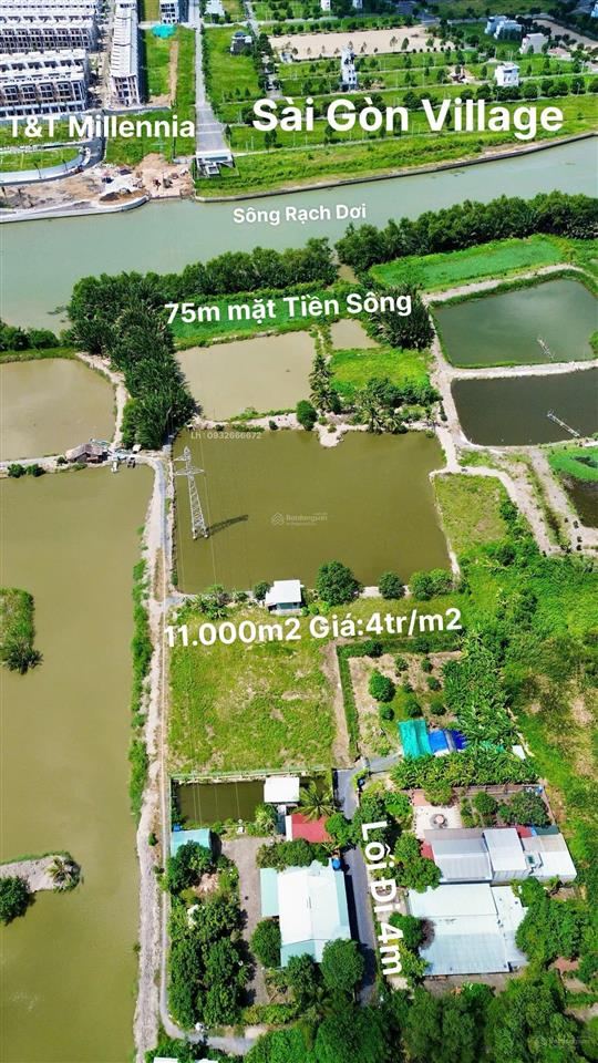 Bán đất ven sông nhơn đức nhà bè 11.000m2 đối diện t&t millennia phù hợp quán ăn sân vườn câu cá