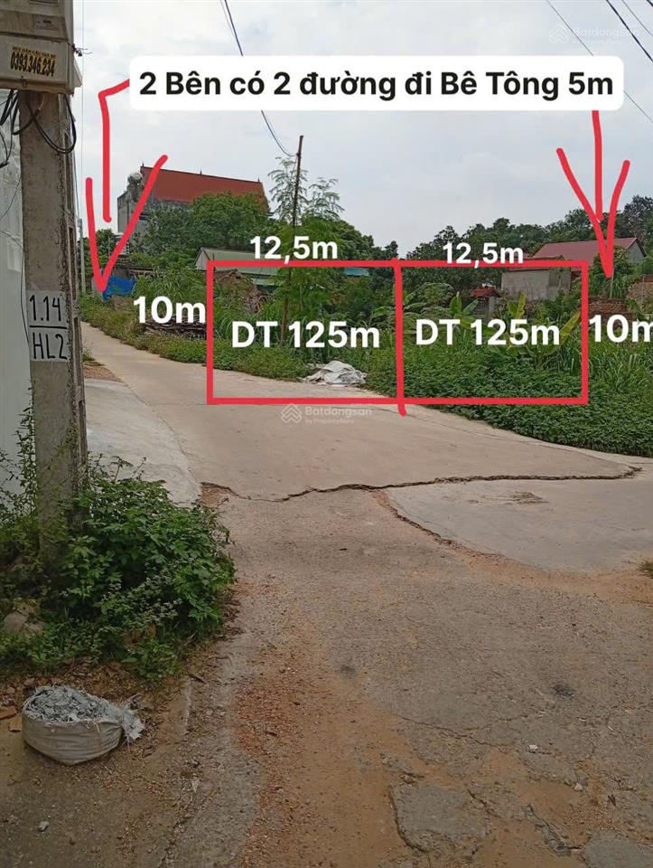 Chính chủ bán gấp đất 2 mặt tiền dt 125m mt 10m. gần vành đai 4 sđcc. tdp hạ látp vân hàbắc ninh