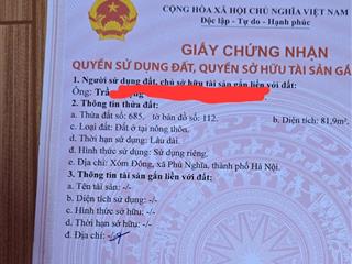 Cần tiền tôi tách bán lô đất thổ cư chính chủ