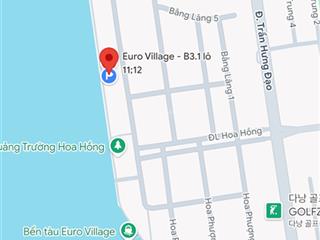 Bán đất biệt thự euro village 1  view mặt sông hàn, đường hoa hồng 4.  0888 282 ***