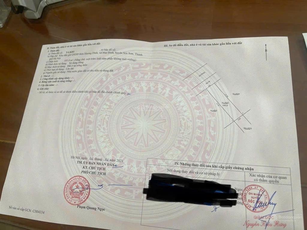 Bán đất 105m² hương đình, mai đình, sóc sơn, hà nội, sổ riêng, khu dân cư hiện hữu, giá tốt