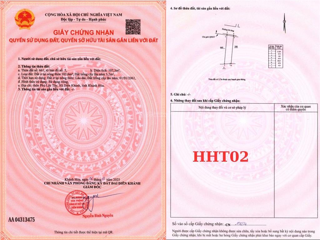 Bán đất tại nguyễn trãi, thị trấn diên khánh, 2,494tỷ, dt  113m2