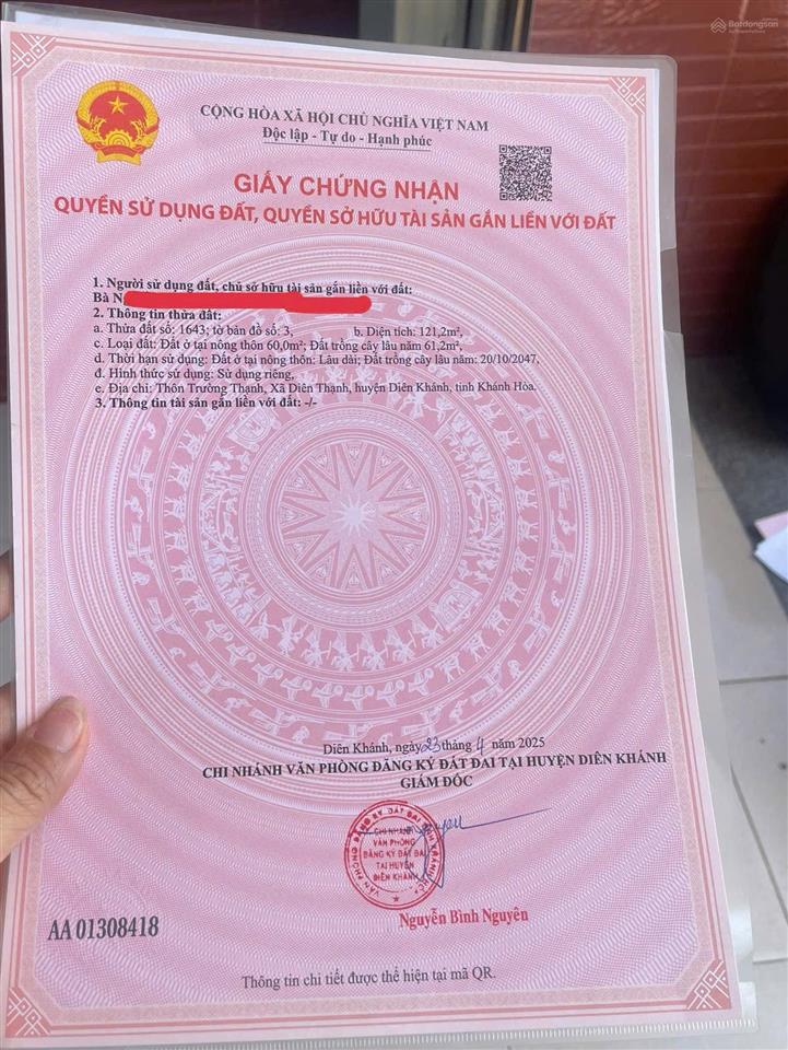 Bán nhà riêng 121m2 giá rẻ vùng ven nha trang, đường ô tô tại diên thạnh, diên khánh.