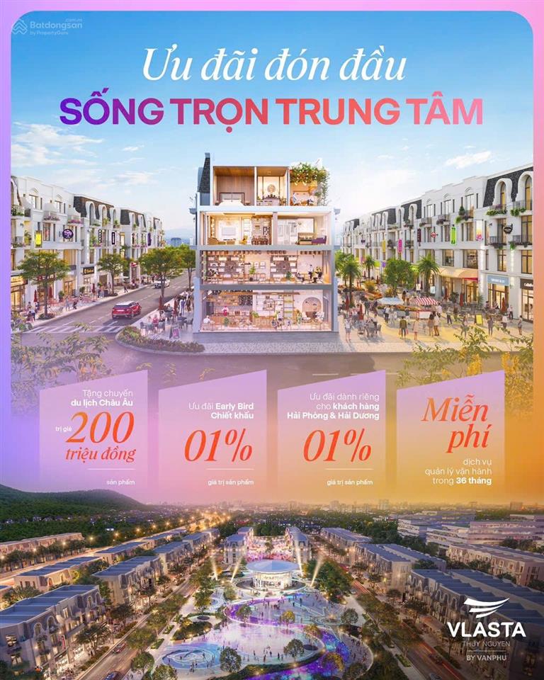Bán liền kề tại dự án vlasta thủy nguyên giá 5 tỷ, diện tích 62,5 m2, hỗ trợ vay 0%/24 tháng