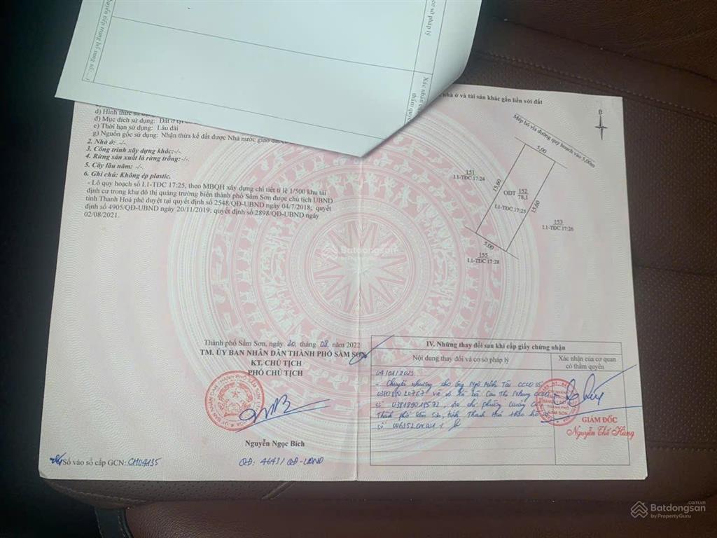 Tôi chính chủ bán đất tđc quảng trường biển sầm sơn trục dọc thông đường 18m, cách biển chỉ 100m
