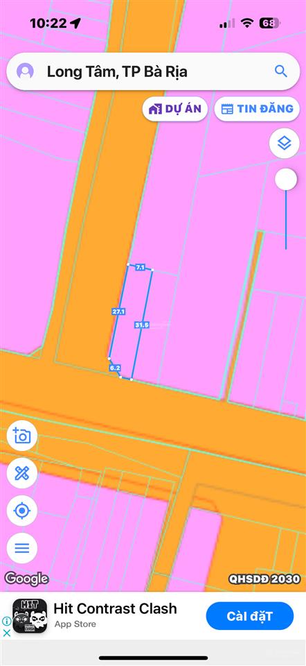 Bán gấp lô đất góc 2 mặt tiền đường võ thị sáu, phường long tâm, tp bà rịa