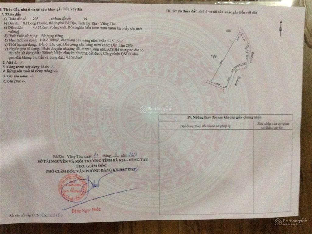 Cần bán lô đất 4 sào rưỡi. đường số 55, xã long phước, brvt